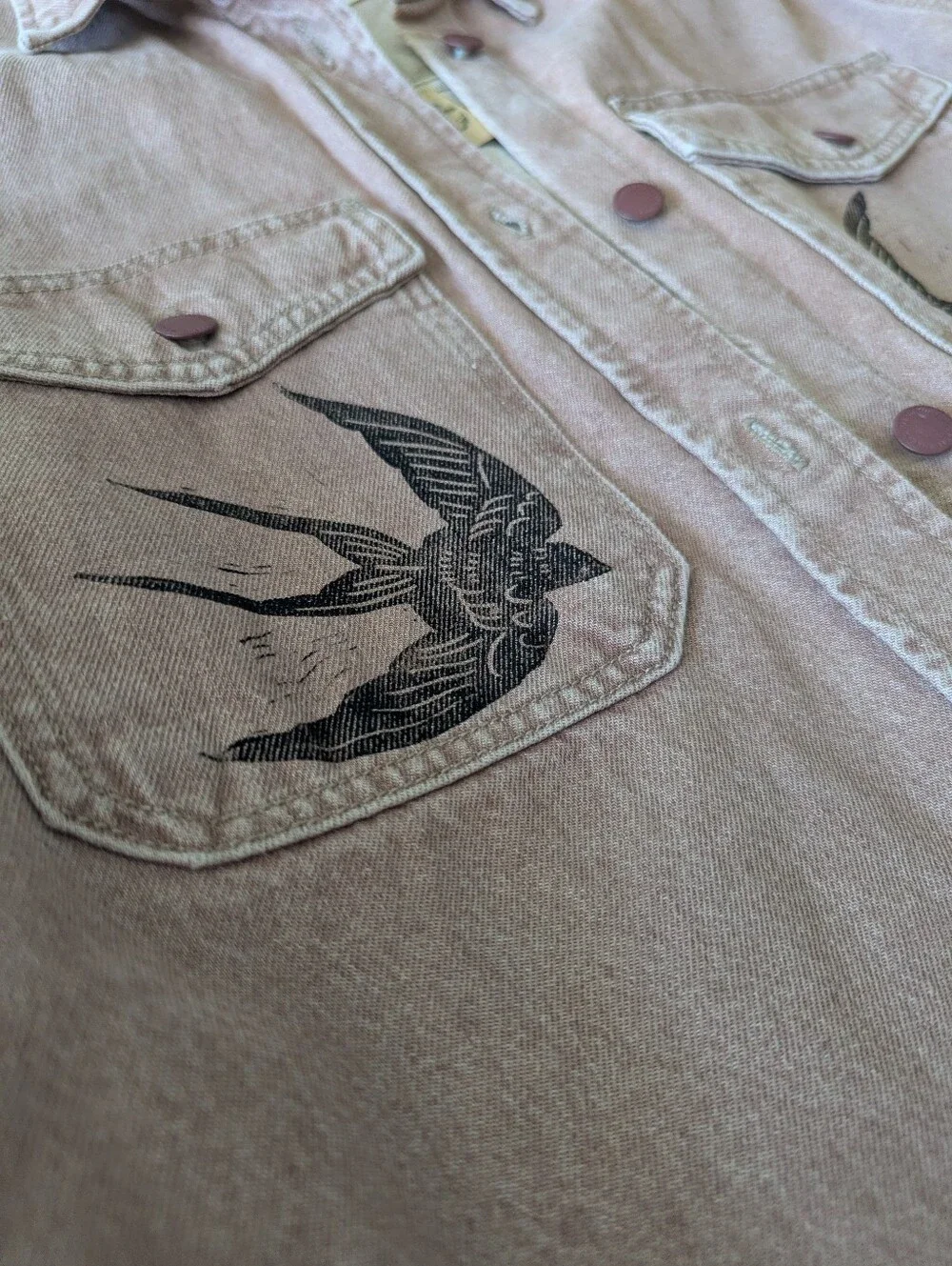 Swallow Bird Block Printed Jacket/Shacket - Picture 4 of 8